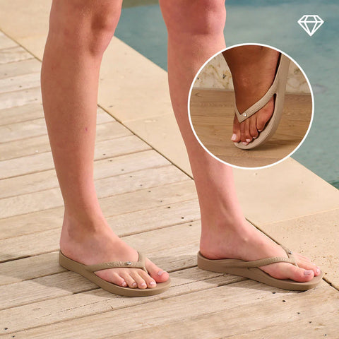 Arch Support Flip Flops - Classic - Crystal Taupe